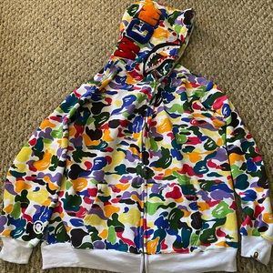Colorful Bape shark zip up hoodie